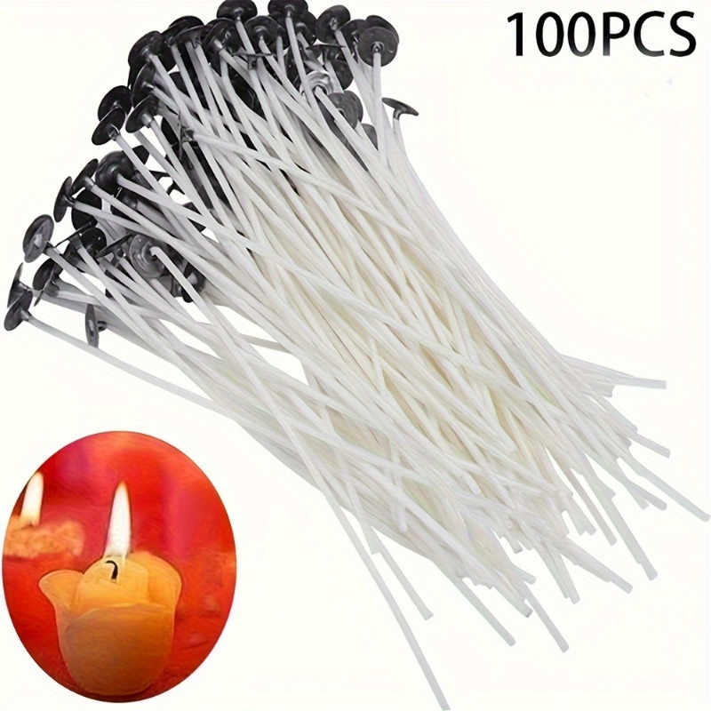 Cotton Wick Pre Tabbed - 6-20cm 100pc Smokeless Candle Wicks Pre-Waxed