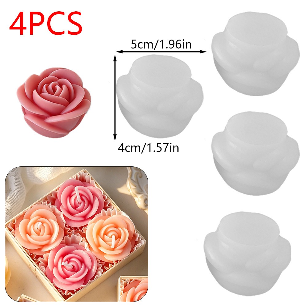 4pcs/set Rose Candle Silicone  - Candle Making Date review and price